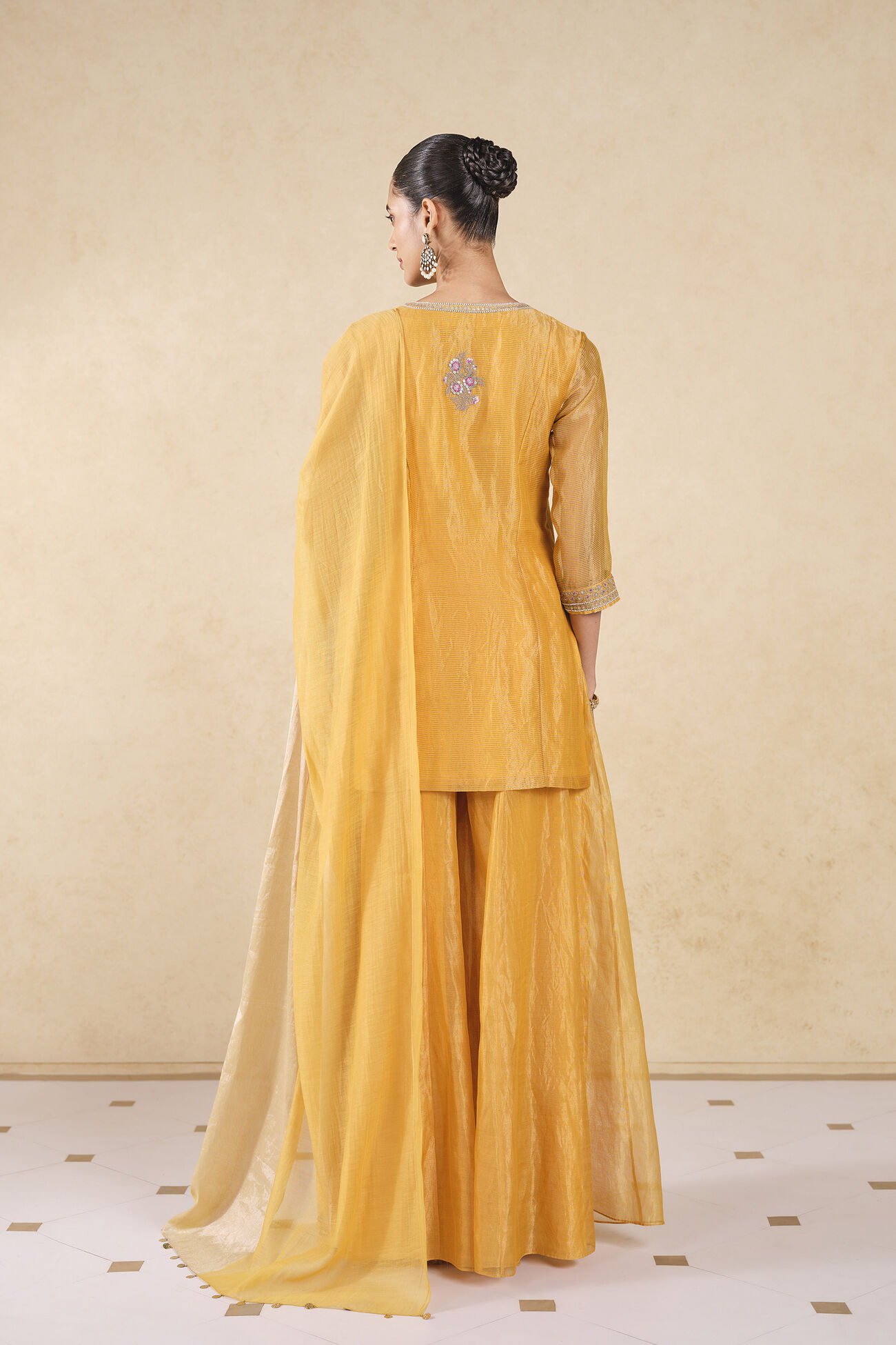 Umbra Embroidered Sharara Set - Yellow, Yellow, image 2