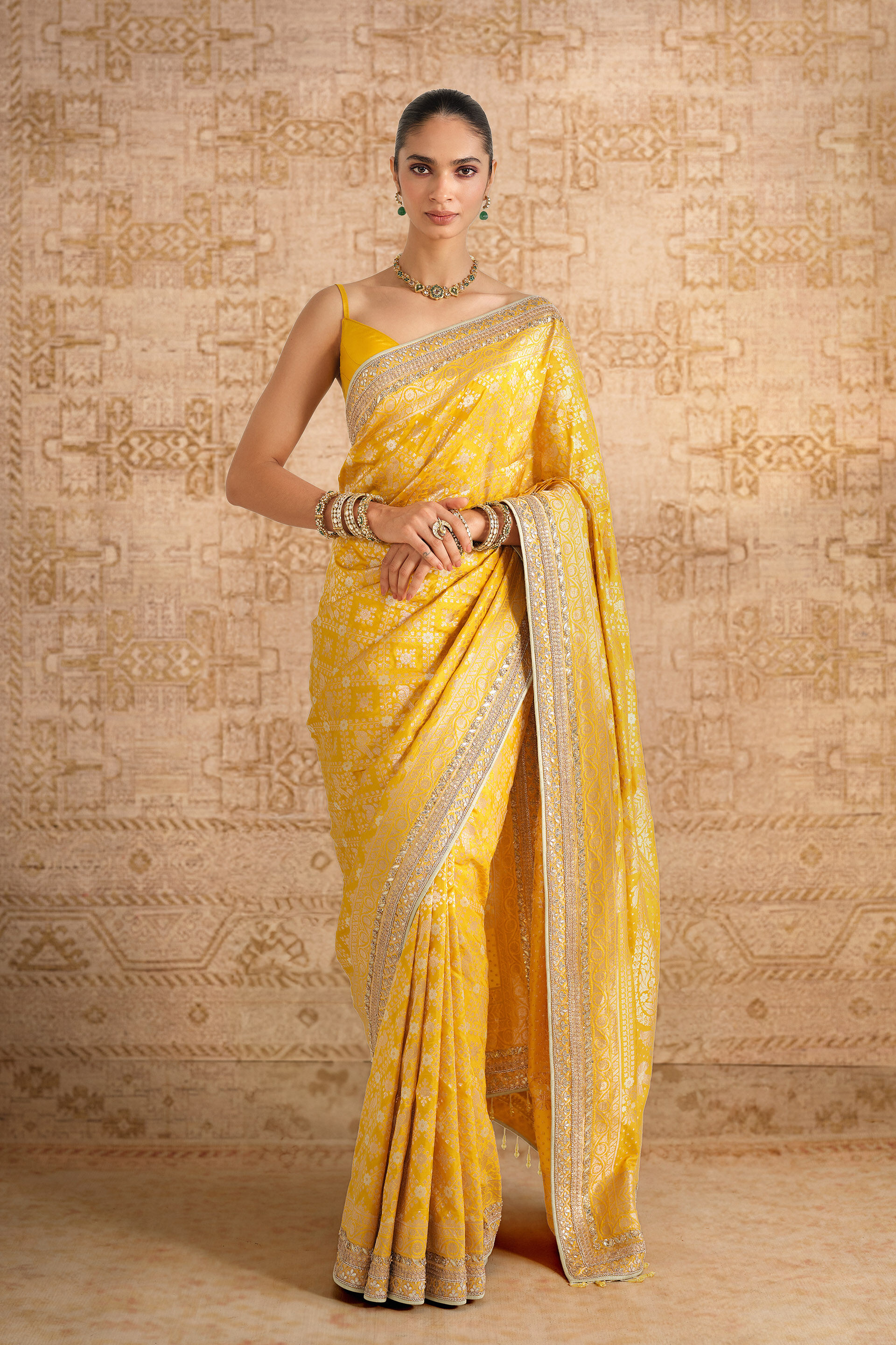 Nirjara Handwoven Benarasi Silk Saree - Yellow