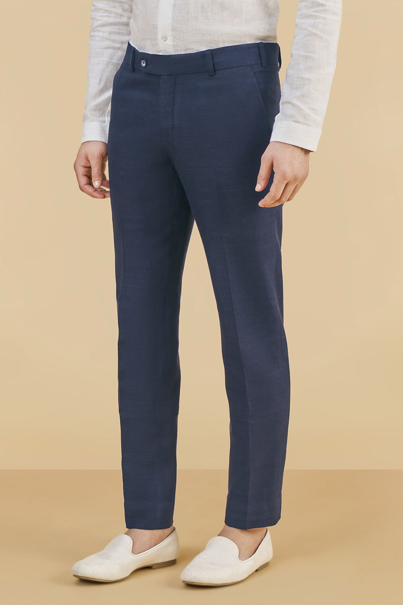 Silk Trousers, Navy, image 2