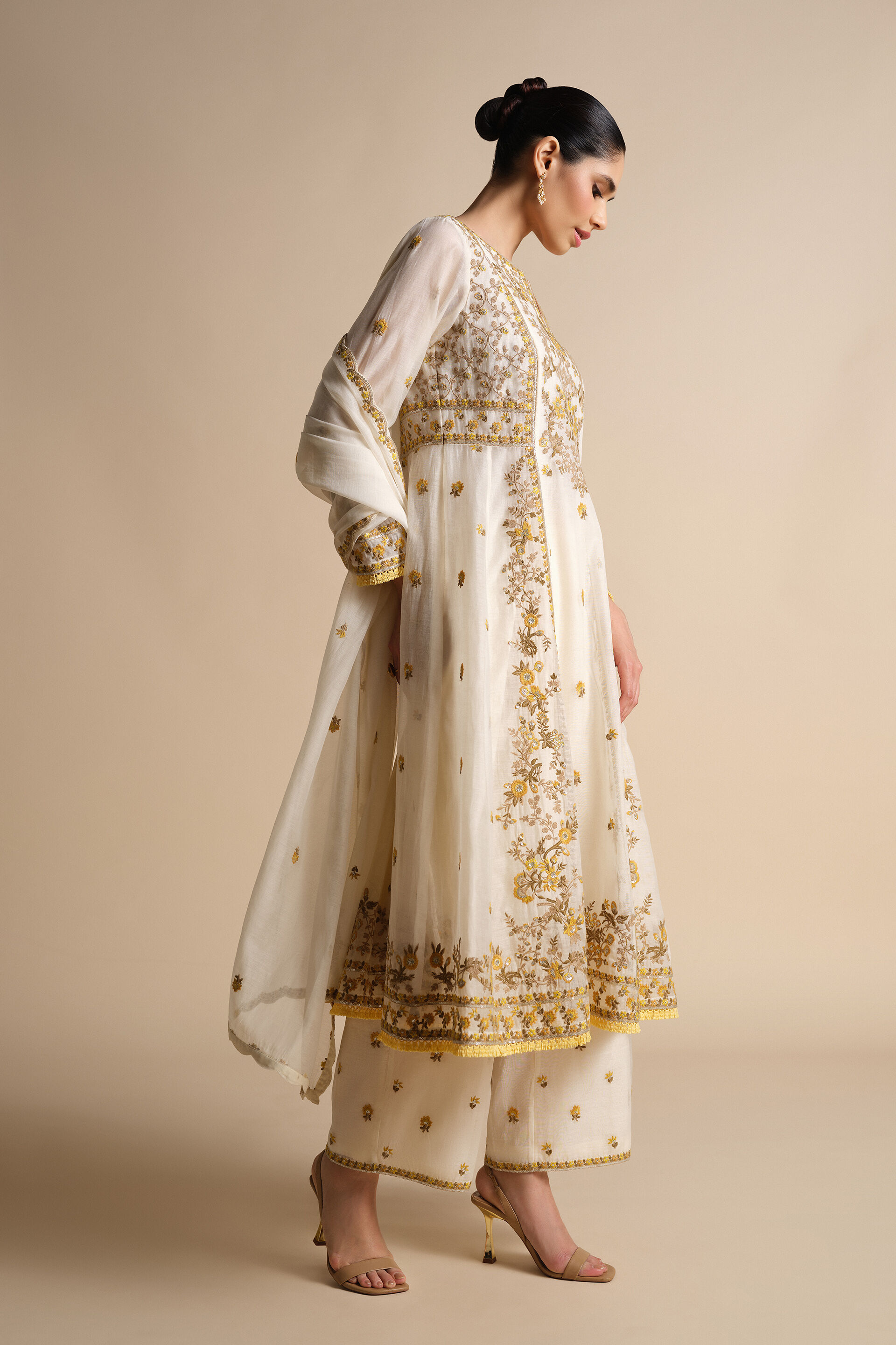Amra Embroidered Mul Suit Set - Natural, Natural, image 6