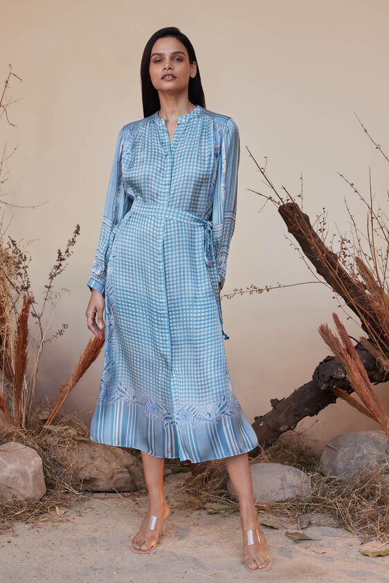 Neela Tie-up Dress, Blue, image 1
