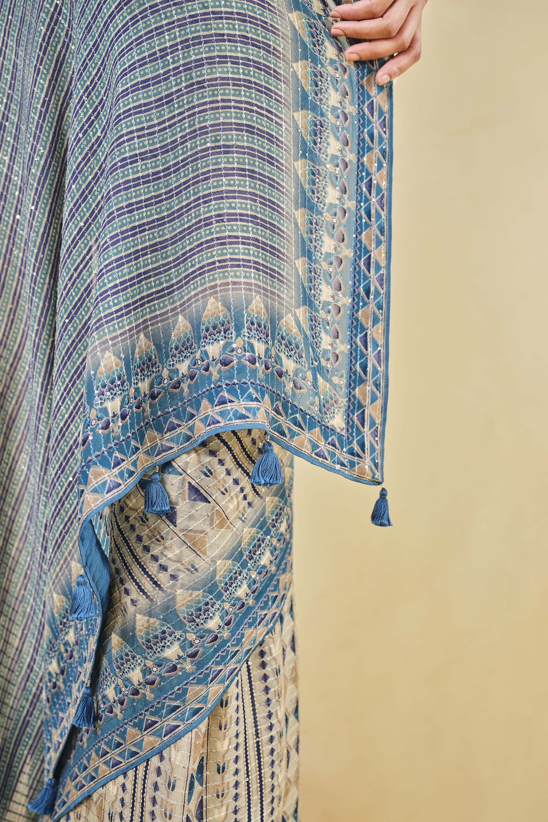 Masara Georgette Saree - Beige, Beige, image 6