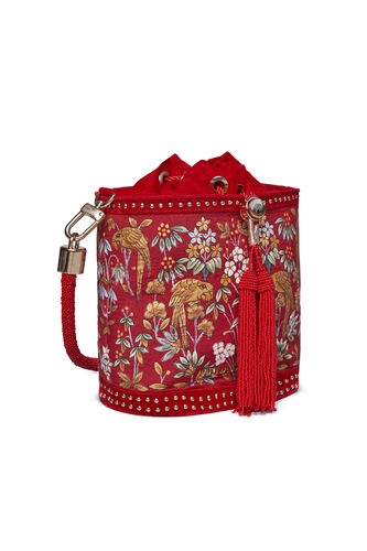 Pichhwai Bucket Bag, Red, image 10