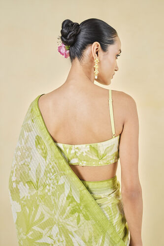 From The Tropics Georgette Saree - Lime, Lime, image 5