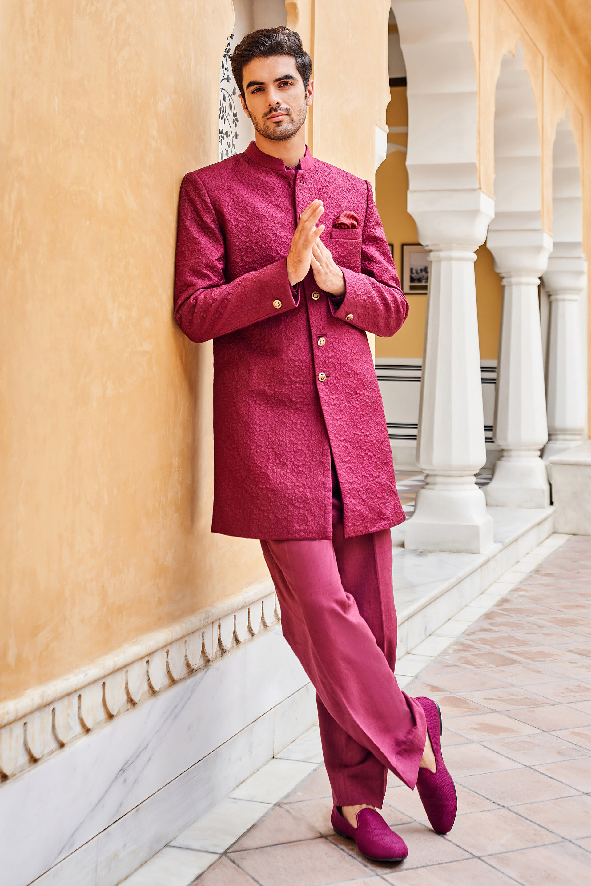 Zehab Sherwani - Maroon