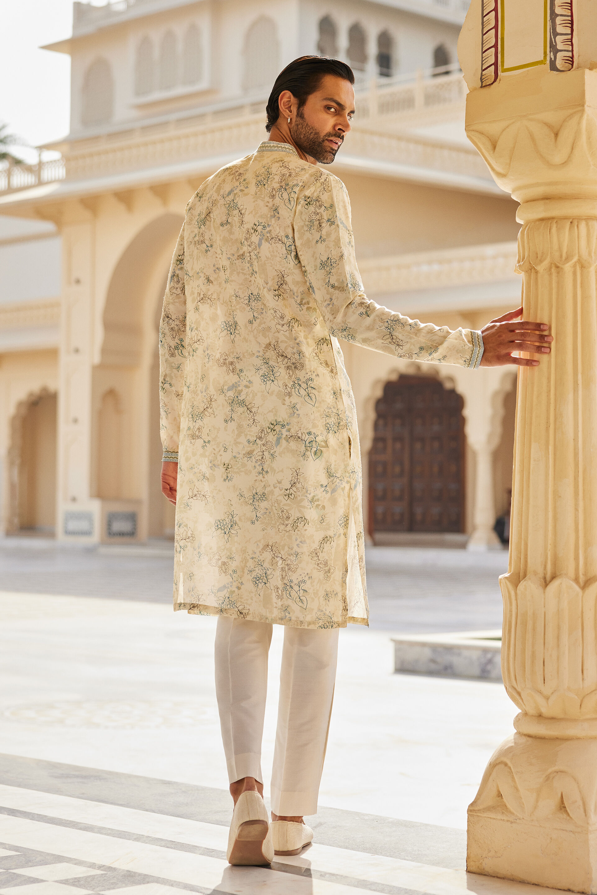 Harishva Silk Kurta - Ivory