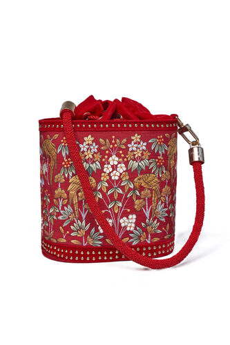 Pichhwai Bucket Bag, Red, image 11