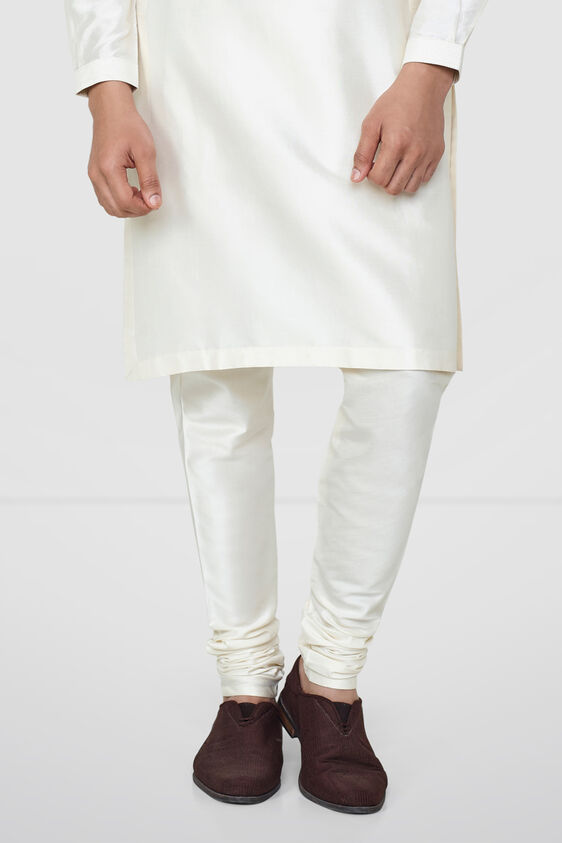 Cream Silk Churidar, Cream, image 1