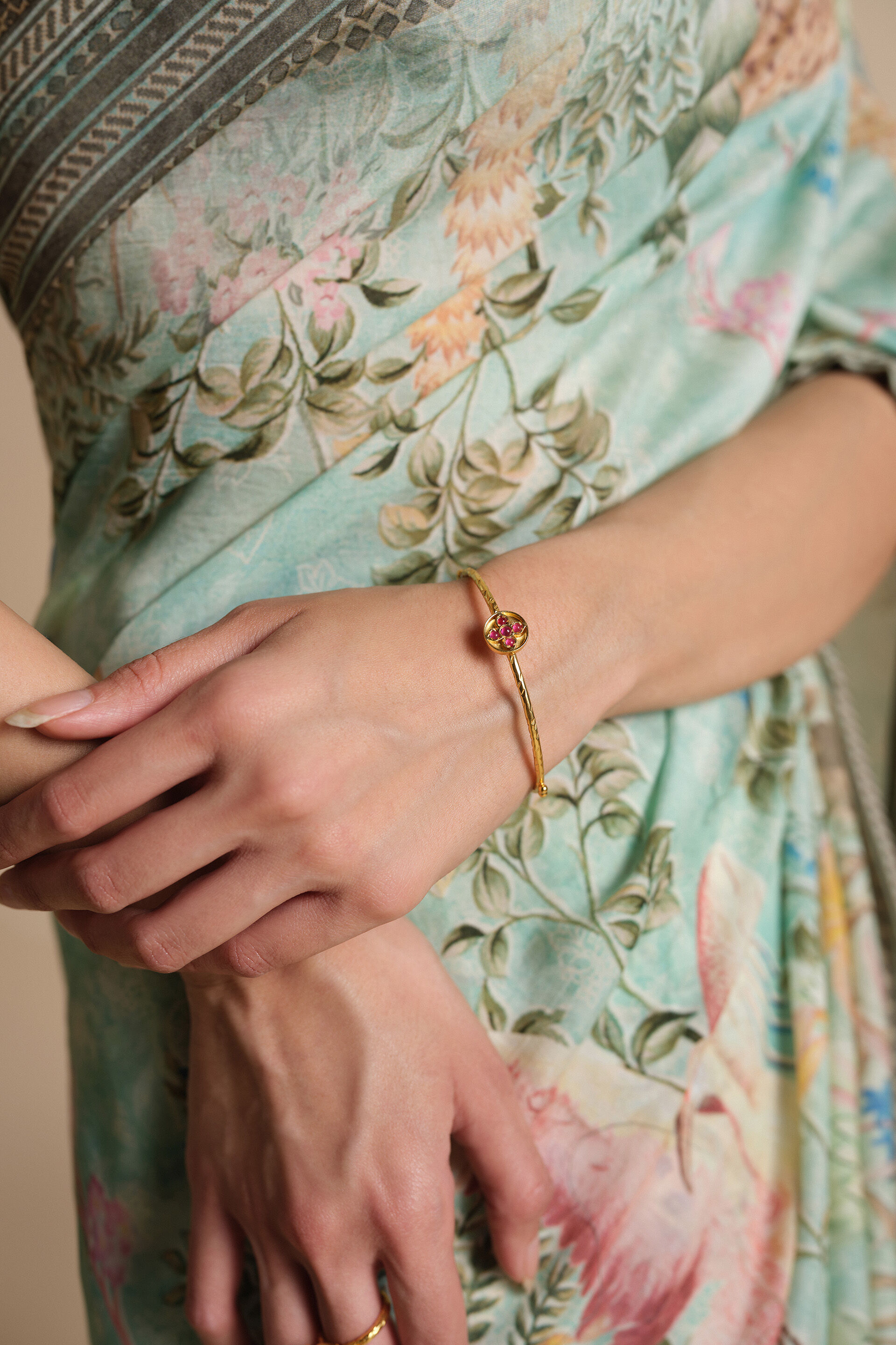 Romney Printed Saree, Sage, image 5