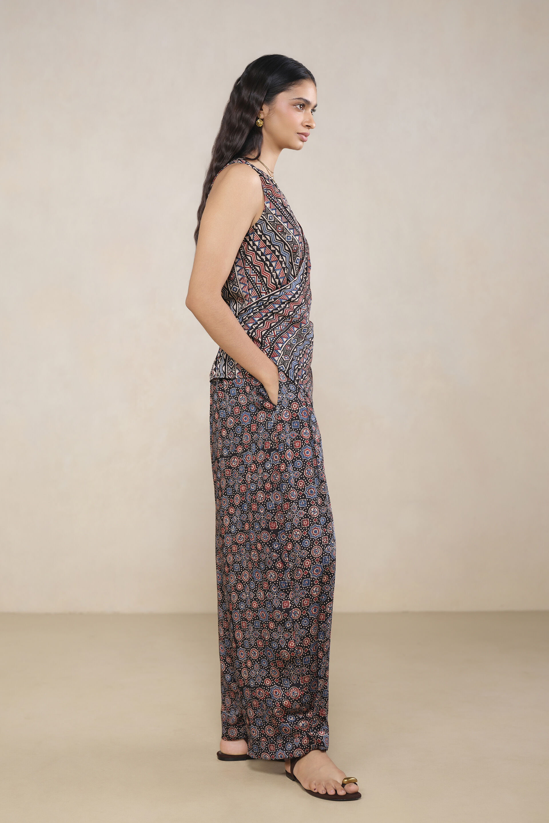 Suvai Ajrakh Hand-block Printed Co-ord in Black