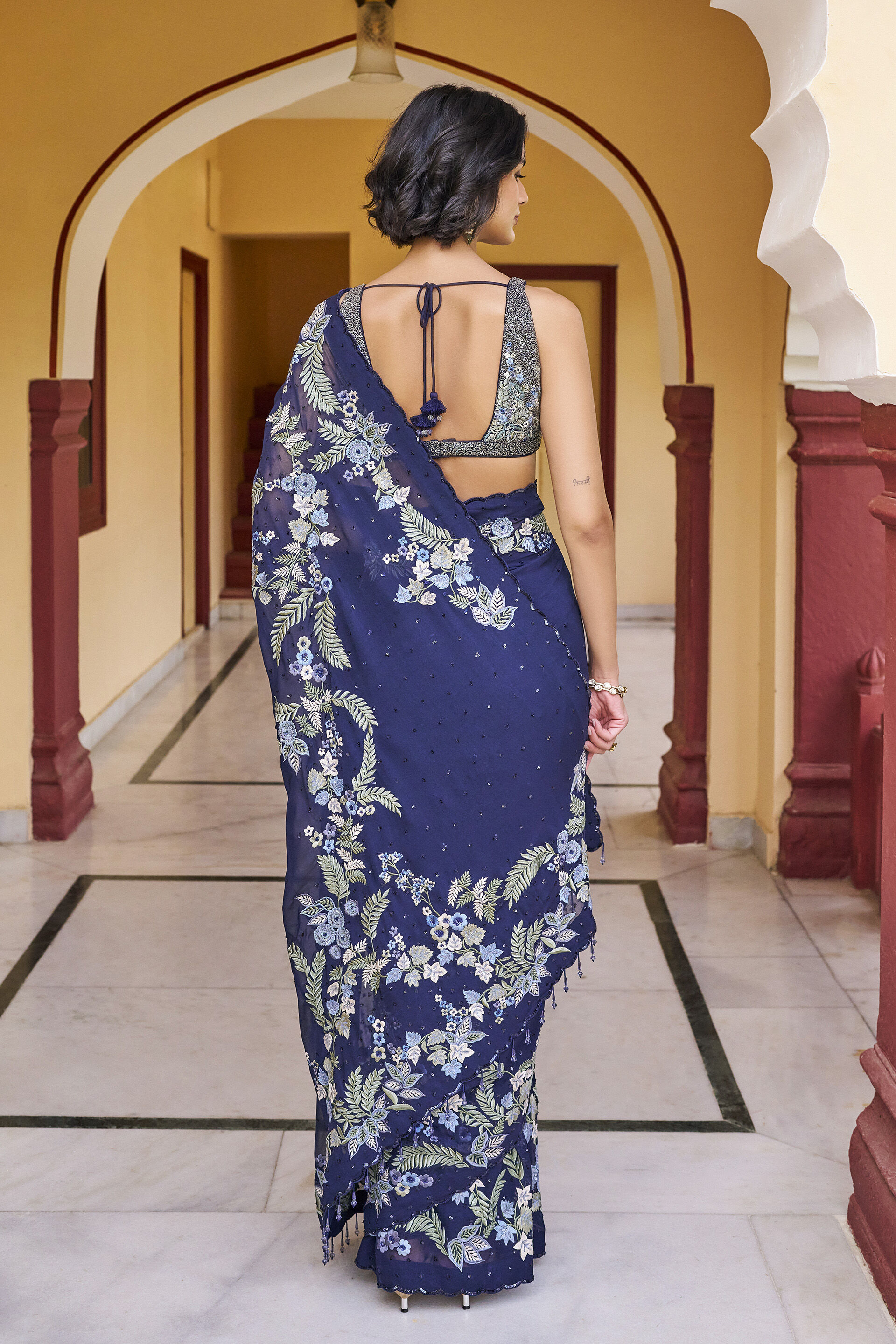 Allure Embroidered Saree - ​Blue