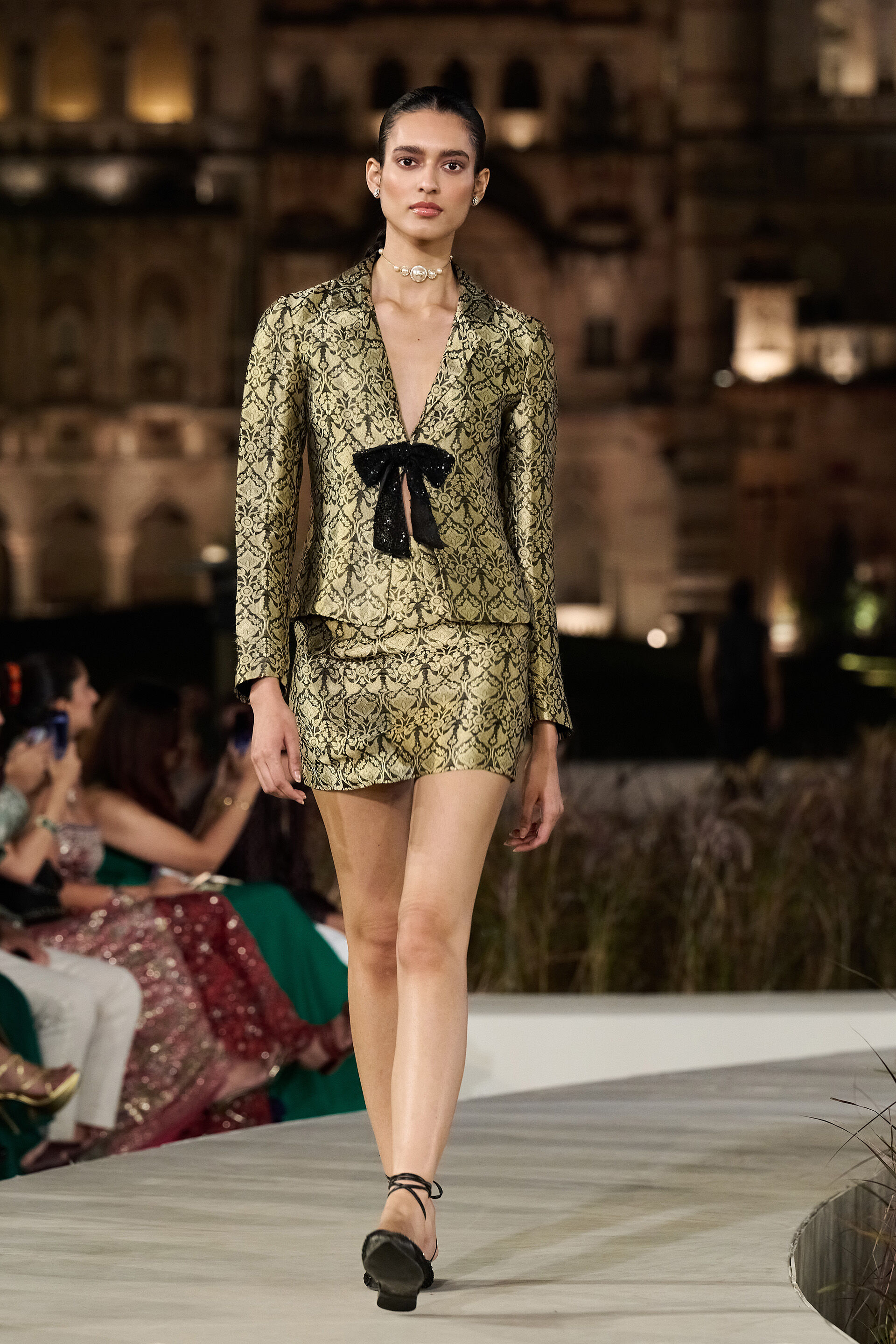 Arsema Woven Benarasi Jacket Set - Black