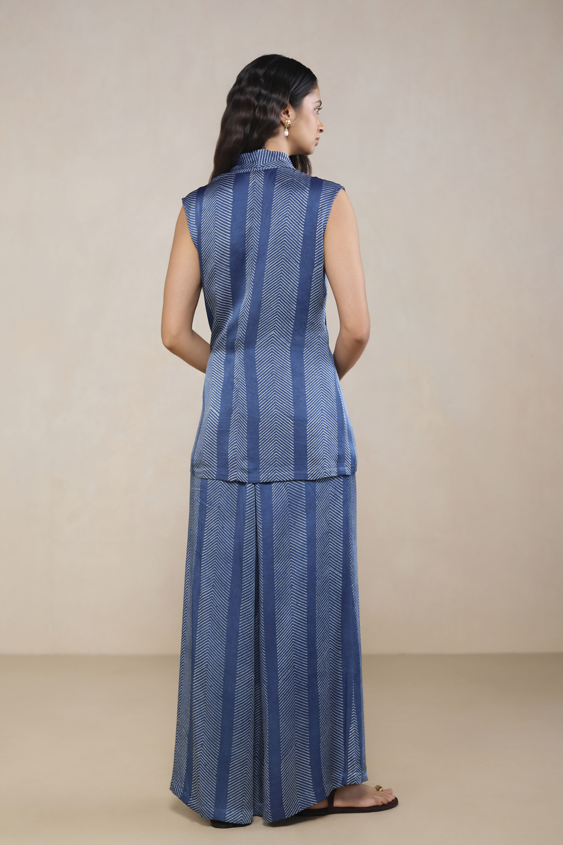 Gam Ajrakh Hand-block Printed Co-ord in Blue, Blue, image 2