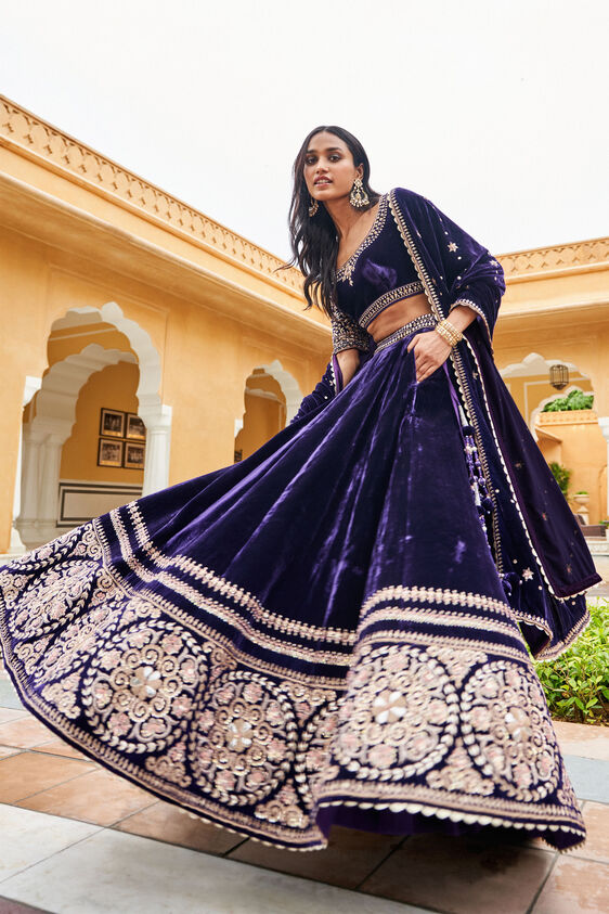 Fauzia Lehenga, Purple, image 3