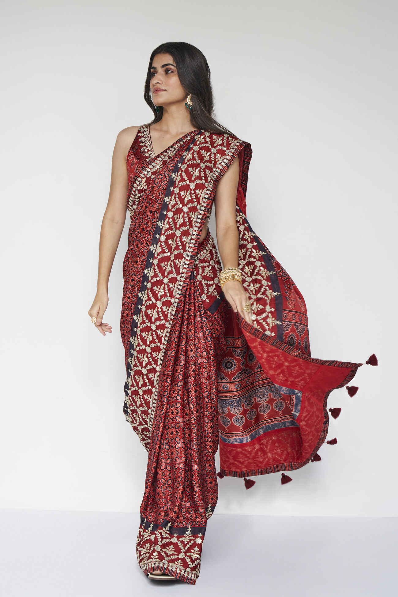 Bhoomija Saree - Red, Red, image 3