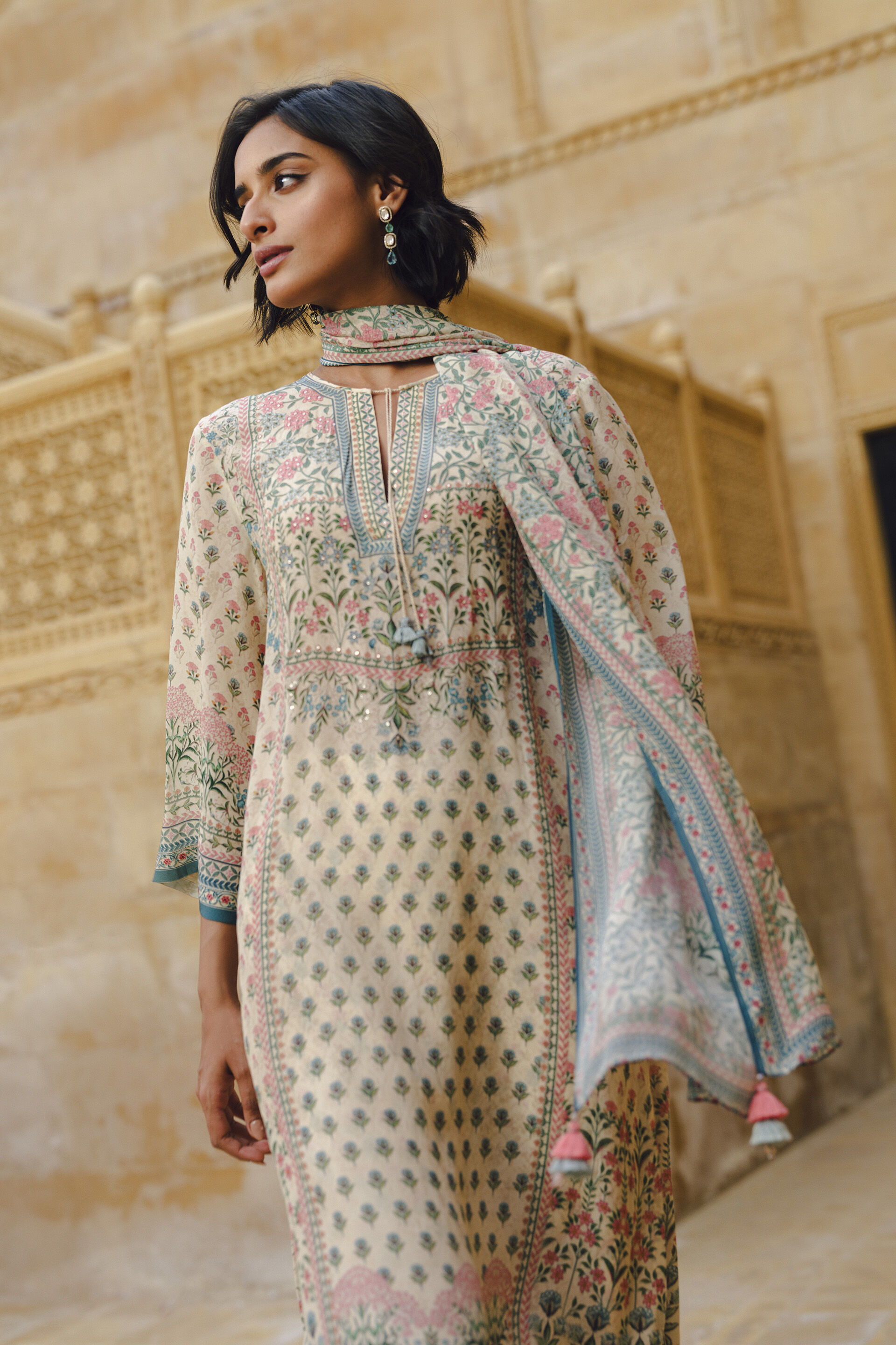 Indivarini Kurta Set - Cream, Cream, image 4