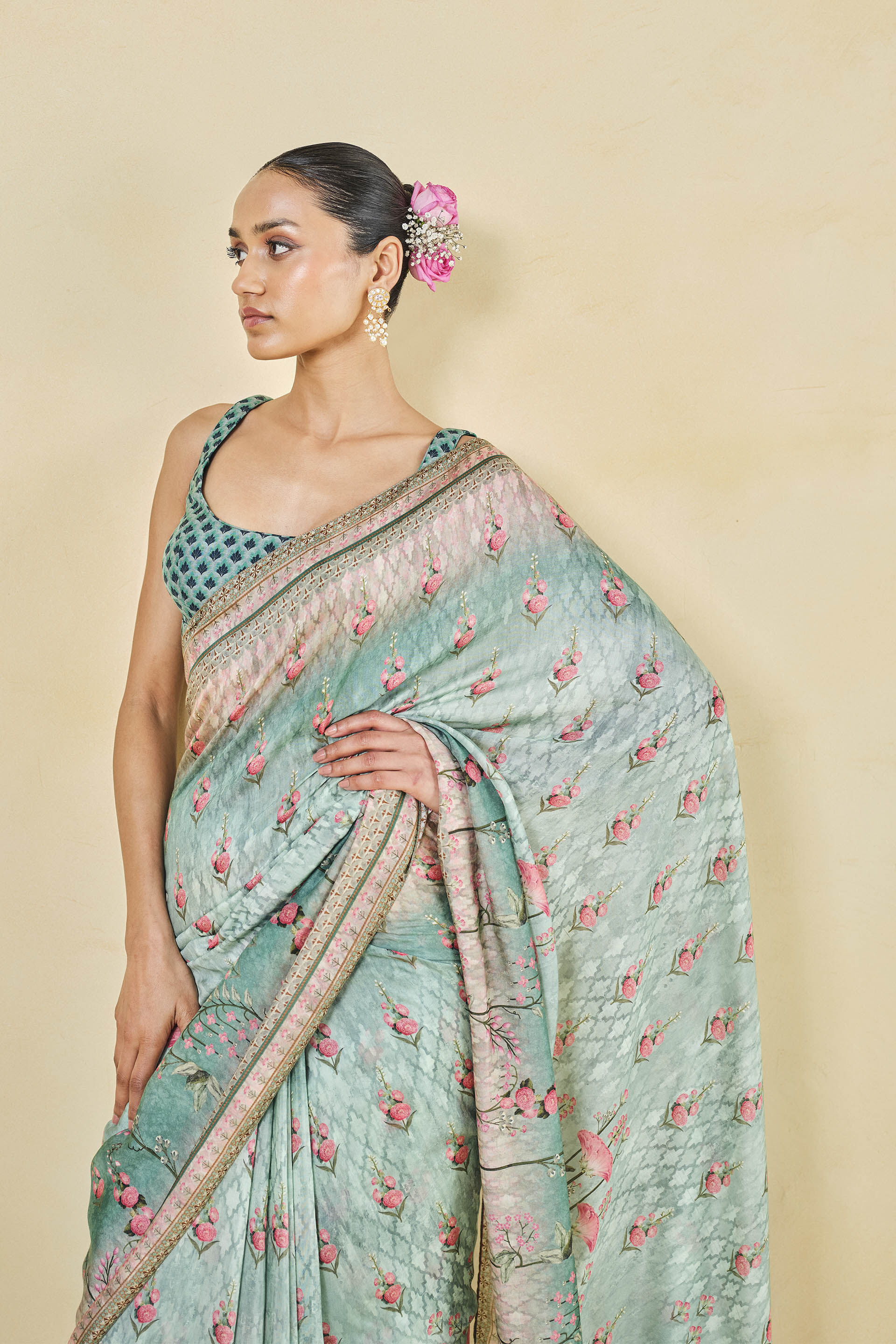 Avalon Lyocell Saree - Sage Green, Sage, image 6