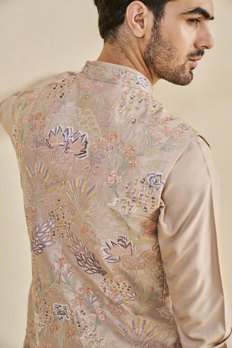 Uttank Embroidered Silk Nehru Jacket - Lavender, Lavender, image 5