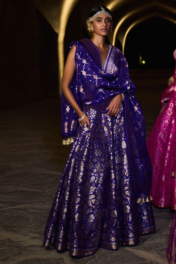 Anugraha Lehenga Set, Blue, image 1