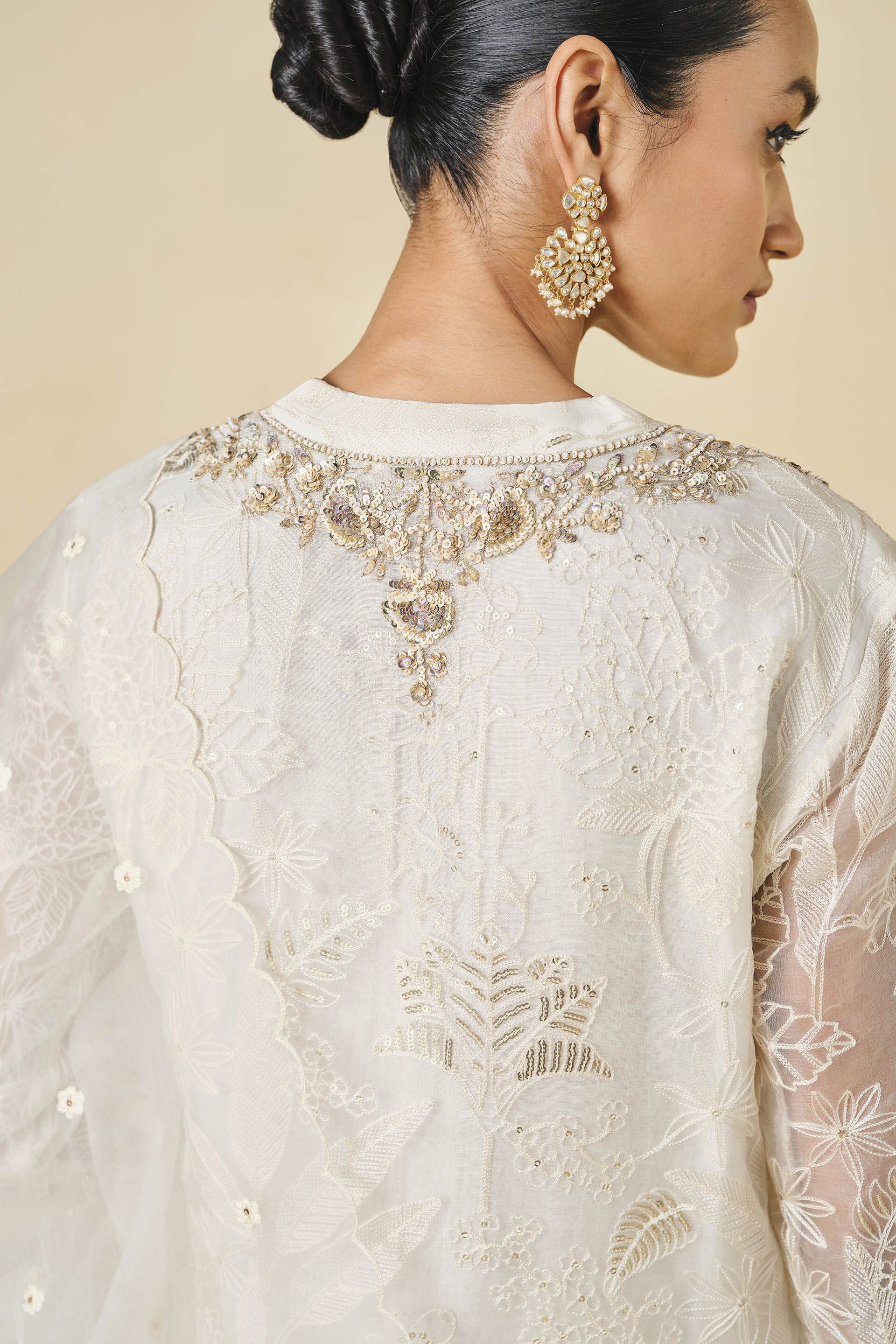 Samandar Embroidered Suit Set - Cream, Cream, image 5