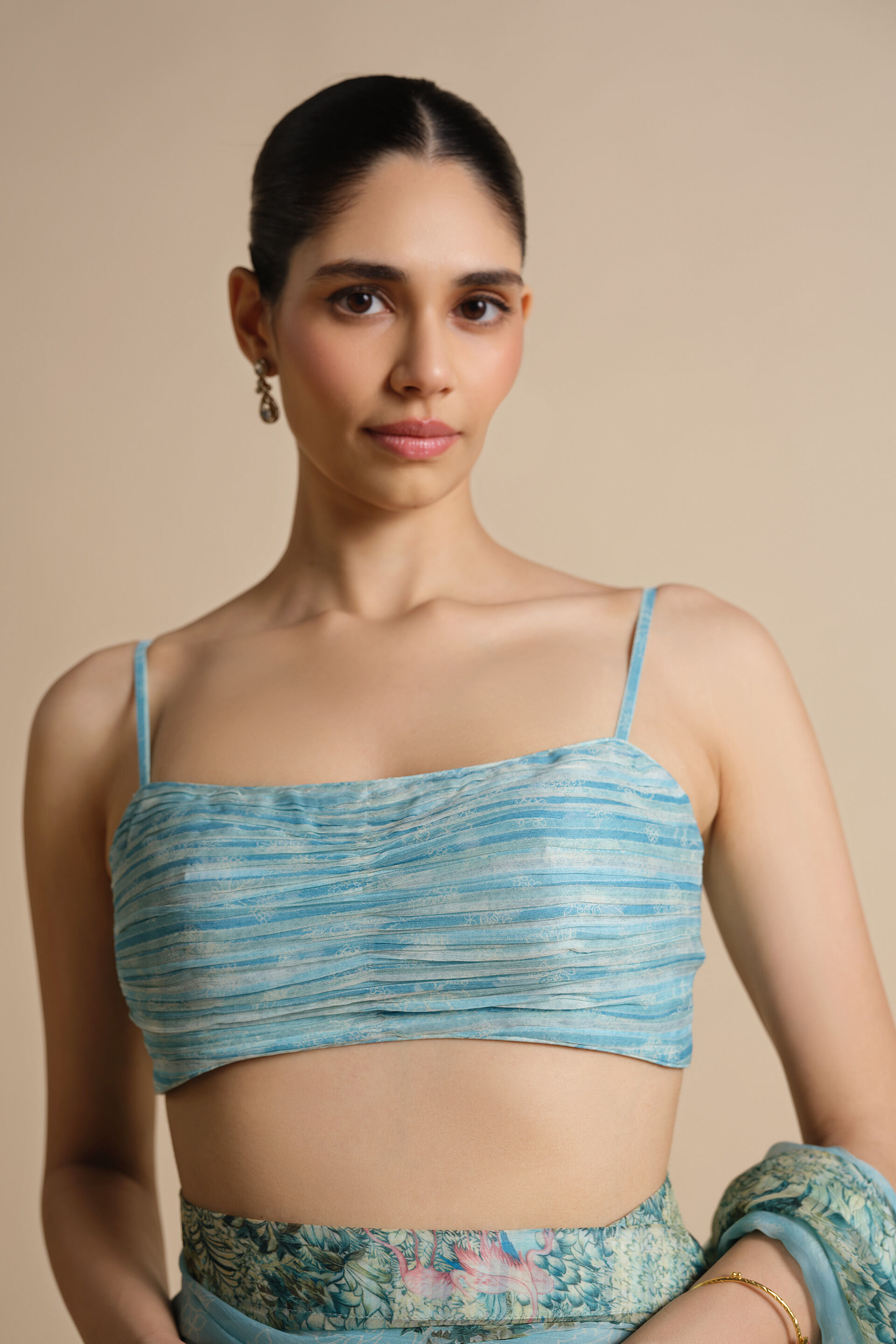 Sagara Printed Chiffon Saree - Powder Blue, Powder Blue, image 11