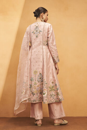 Gulbahar Hand-painted Pichhwai Silk Suit Set - Blush, Blush, image 2