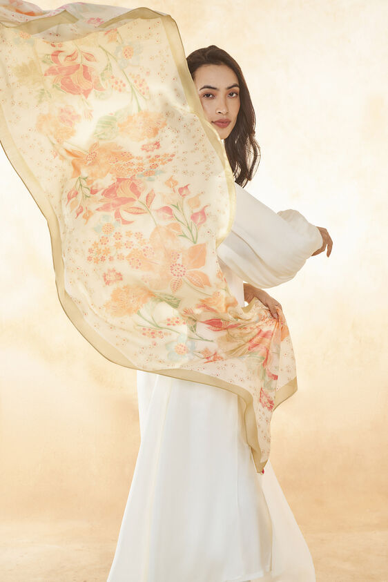 Calfuray Dupatta - Cream, Cream, image 2