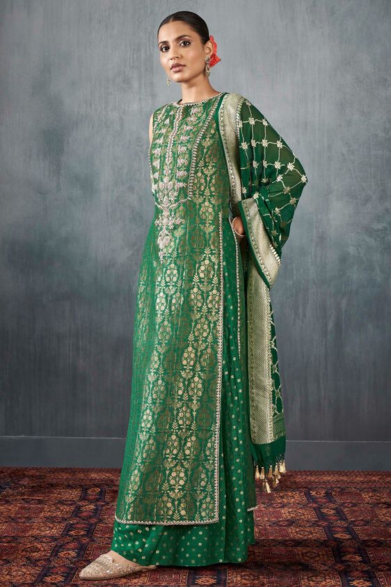 2 - Vaishi Sharara Set - Emerald Green, image 2