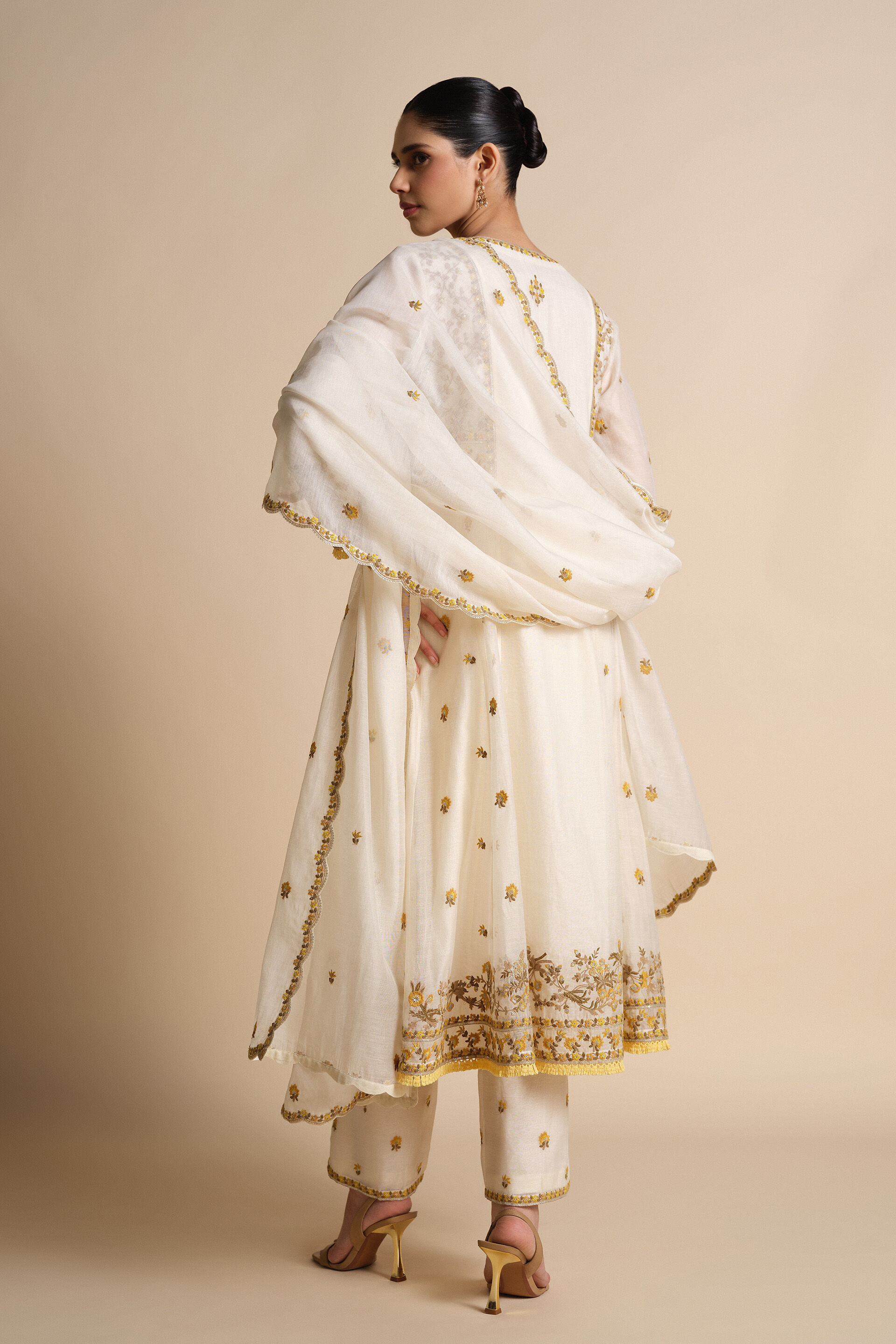 Amra Embroidered Mul Suit Set - Natural, Natural, image 5
