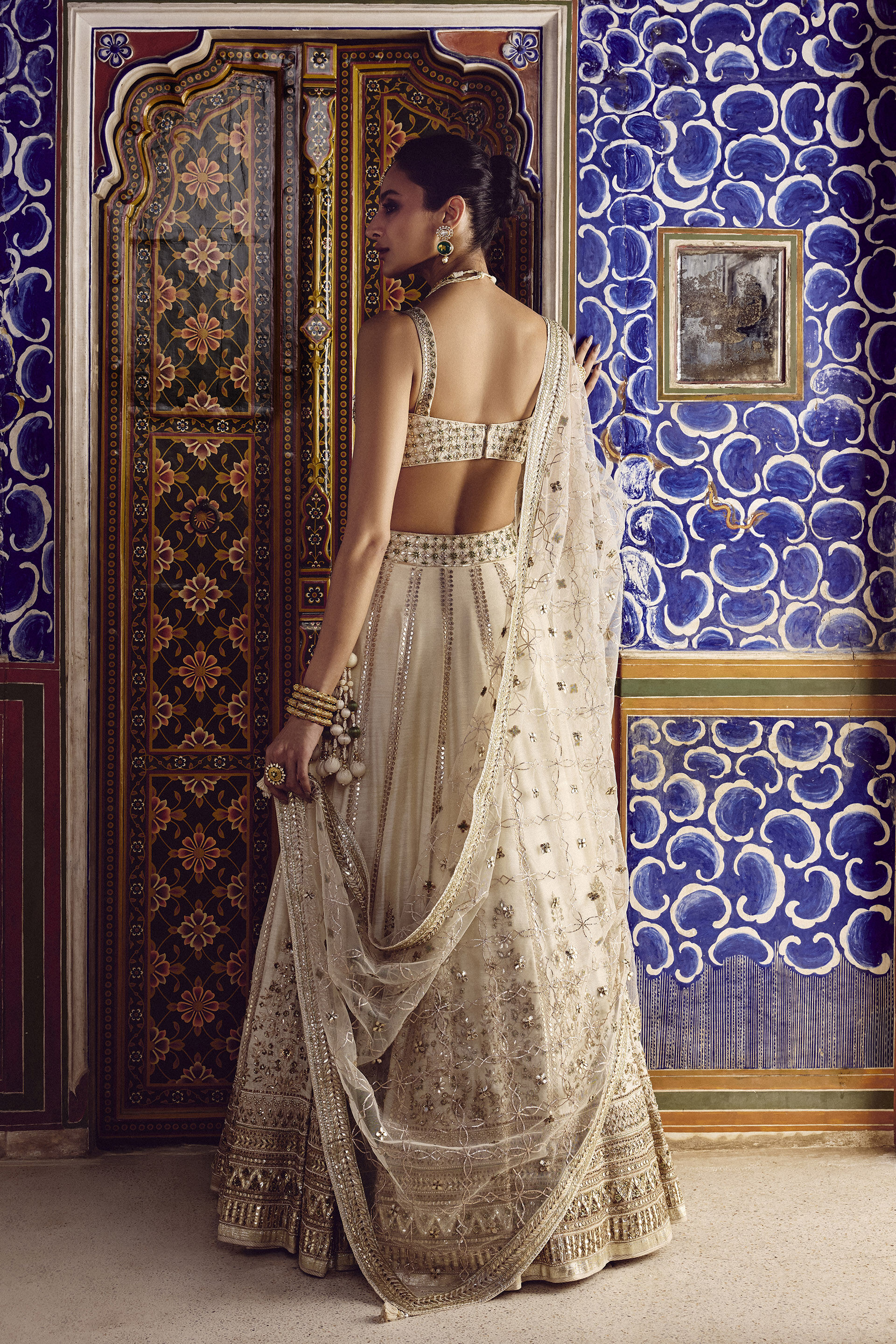 Nalika Gota Patti Silk Lehenga Set - Ivory