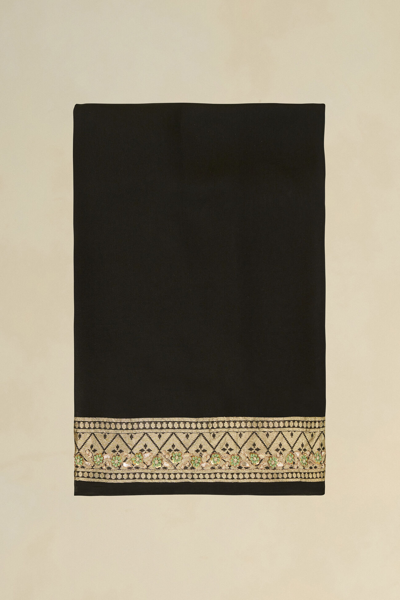 Nandana Embroidered Benarasi Silk Saree, Black, image 7