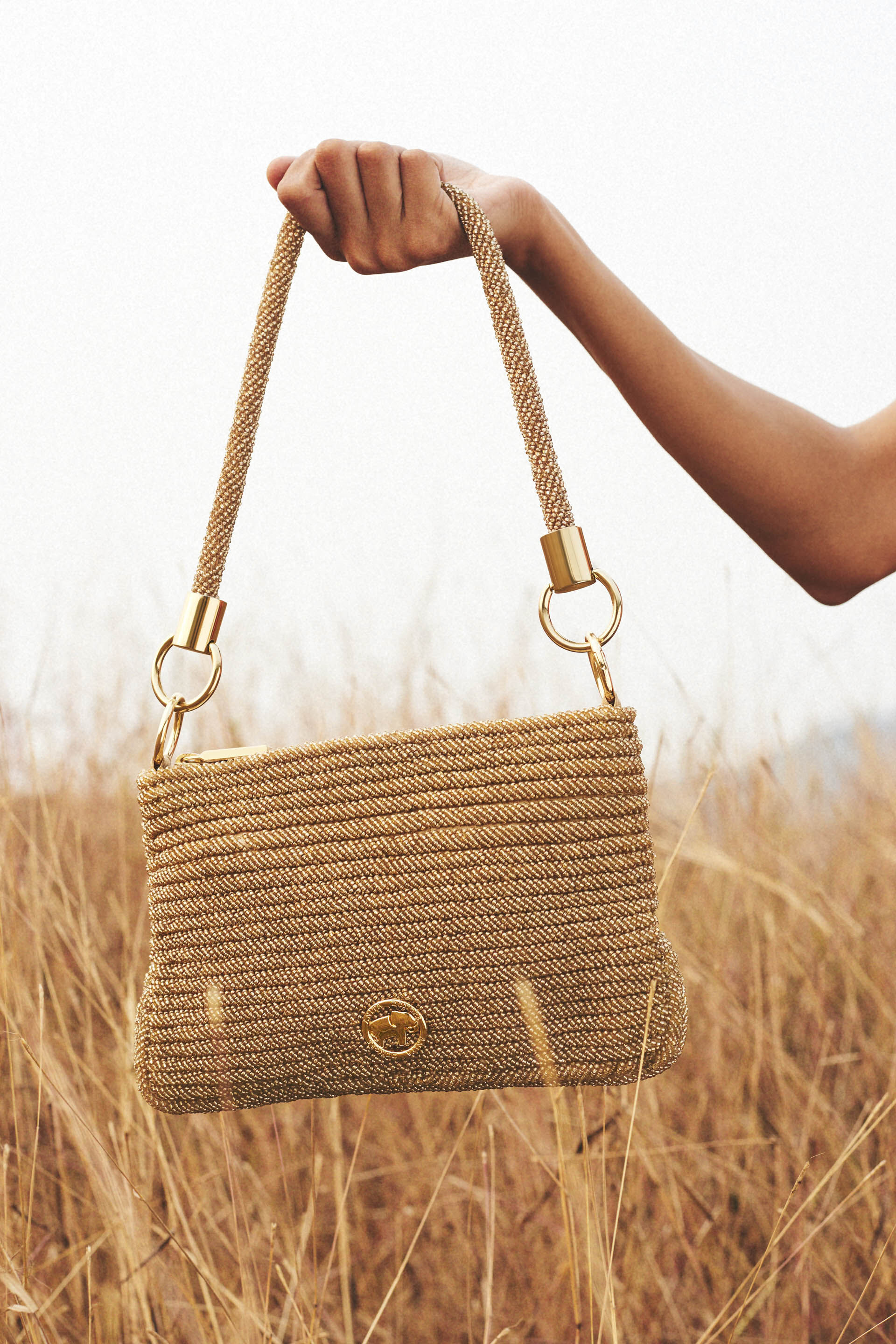 Champagne Gold Glass Beaded Bag