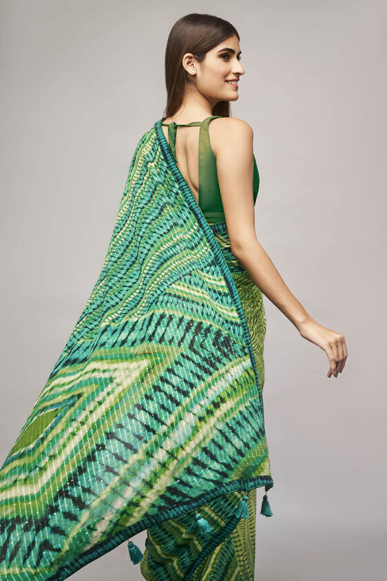Chimera Saree - Green, , image 4
