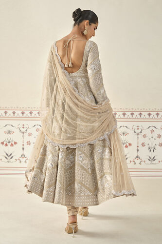 Rafah Embroidered Anarkali Set - Nude, Beige, image 2