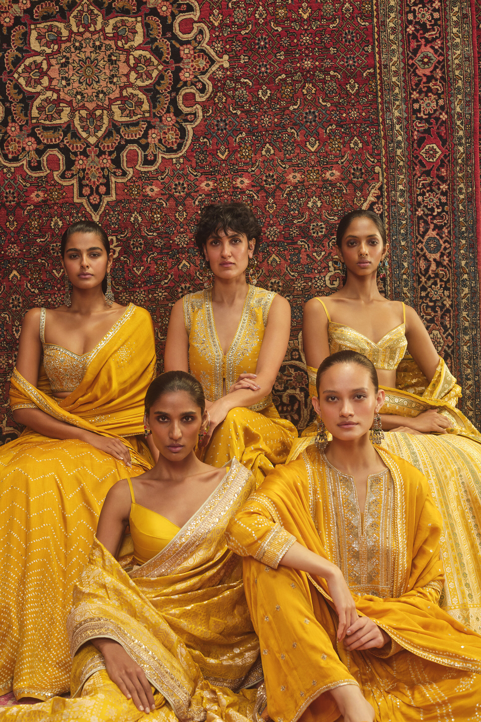 Nirajita Handcrafted Bandhani Silk Lehenga Set - Yellow, Yellow, image 4