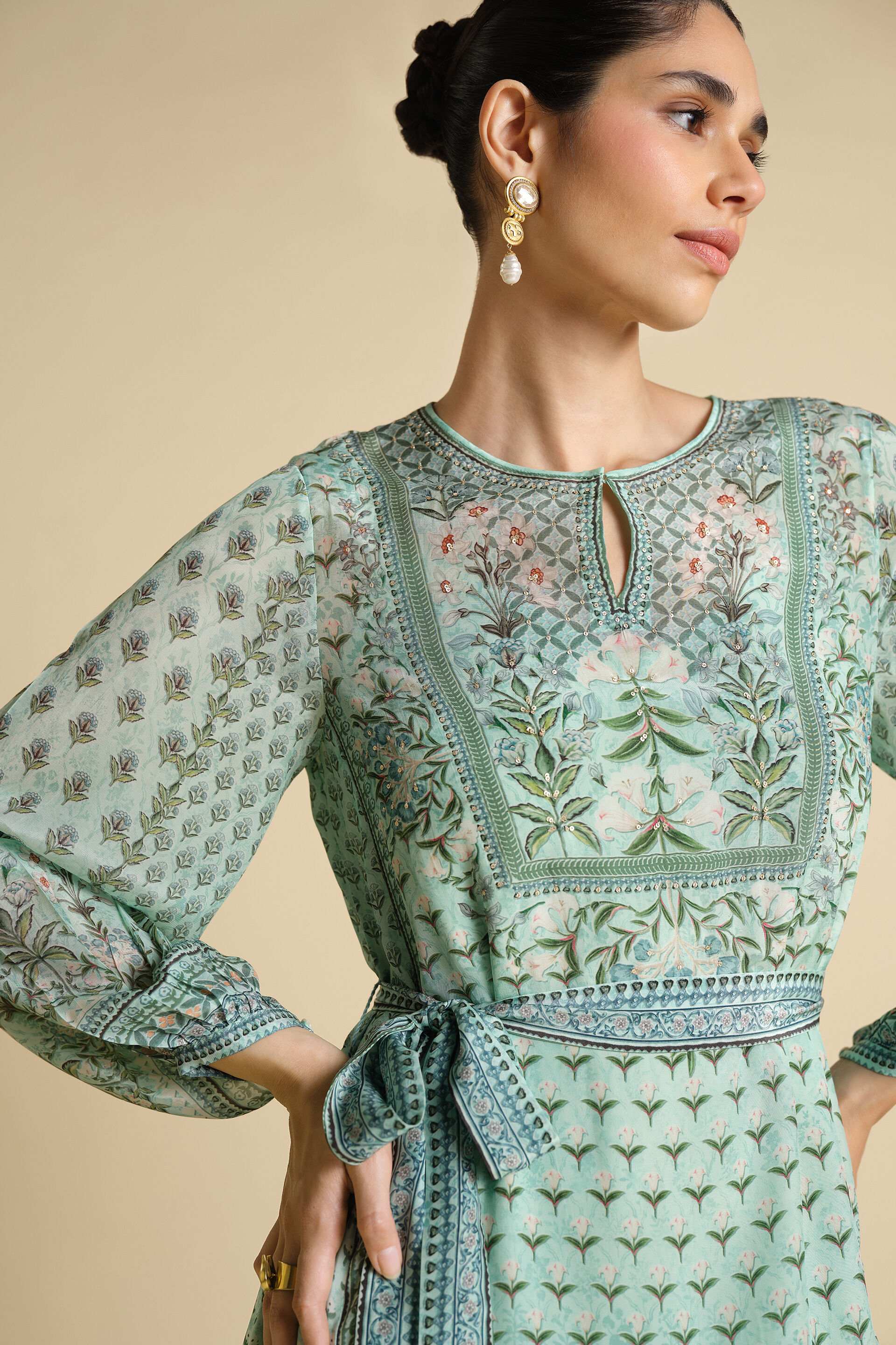 Azhaki Printed Kaftan - Aqua, Aqua, image 5