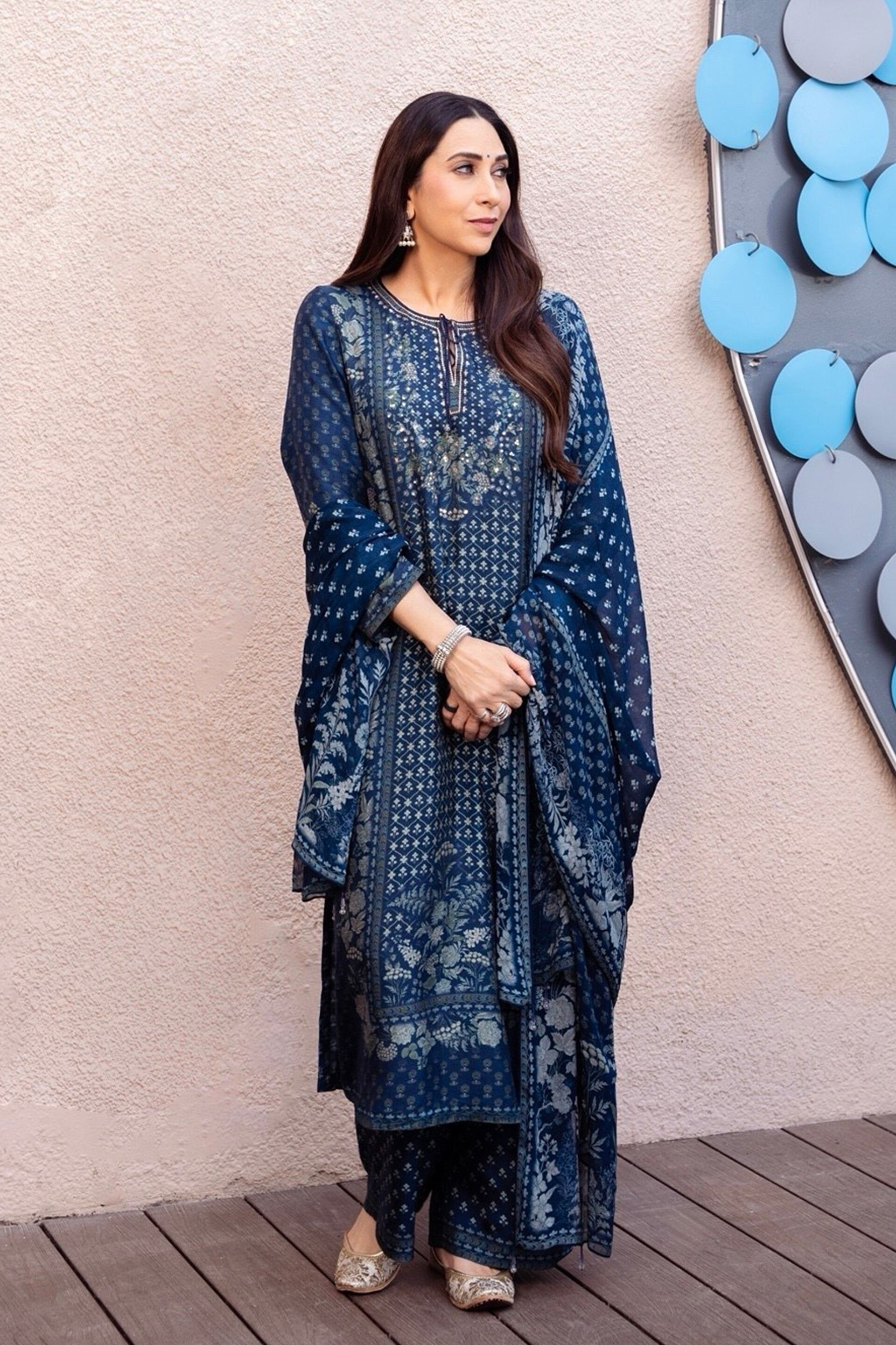 Kriti Printed Suit Set in Blue, , image 4