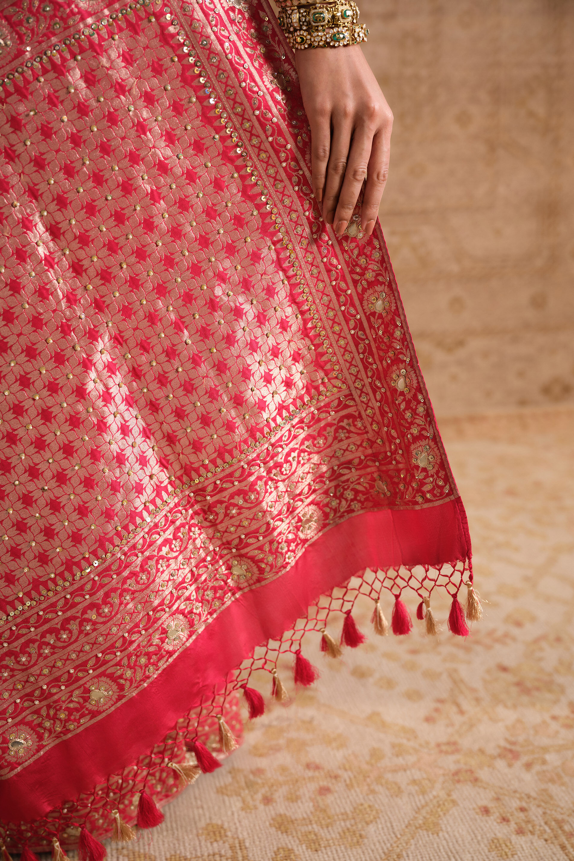 Arsheya Handwoven Benarasi Silk Saree, Red, image 5