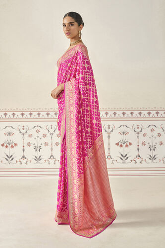 Danica Handwoven Benarasi Silk Saree - Hot Pink, Hot Pink, image 3