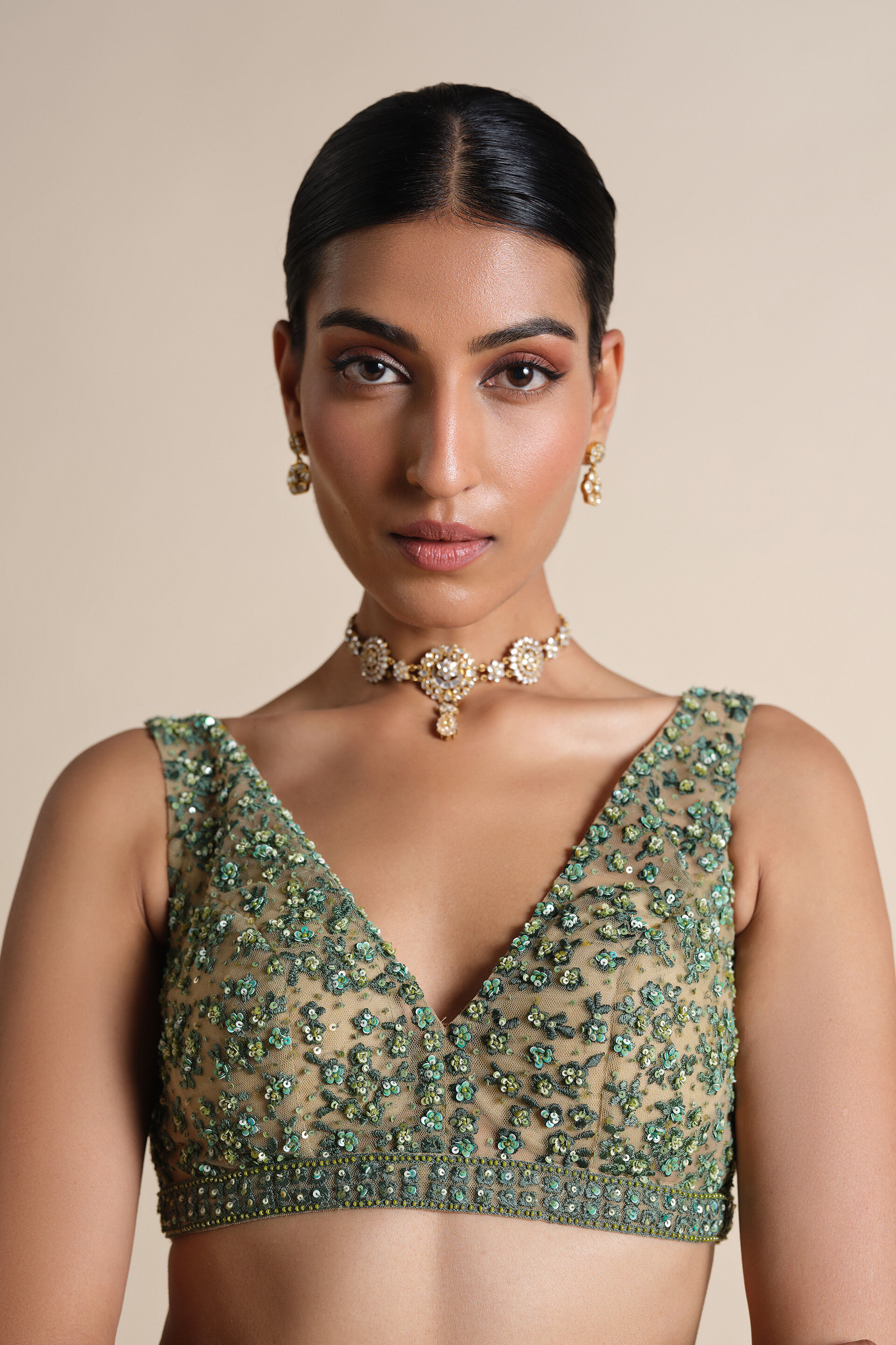 Grassland Embroidered Choli &ndash; Green