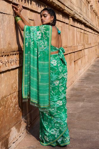 2 - Magic Magpies Saree Set - Green, image 2