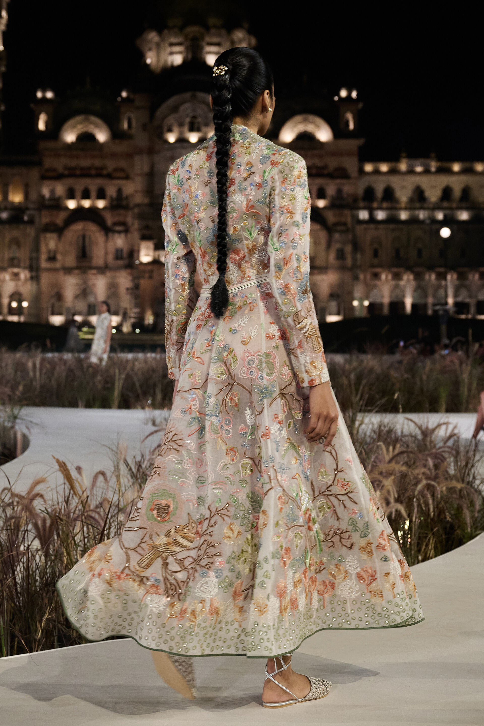 Araminta Hand-embroidered SEWA Silk Skirt Set - Ivory