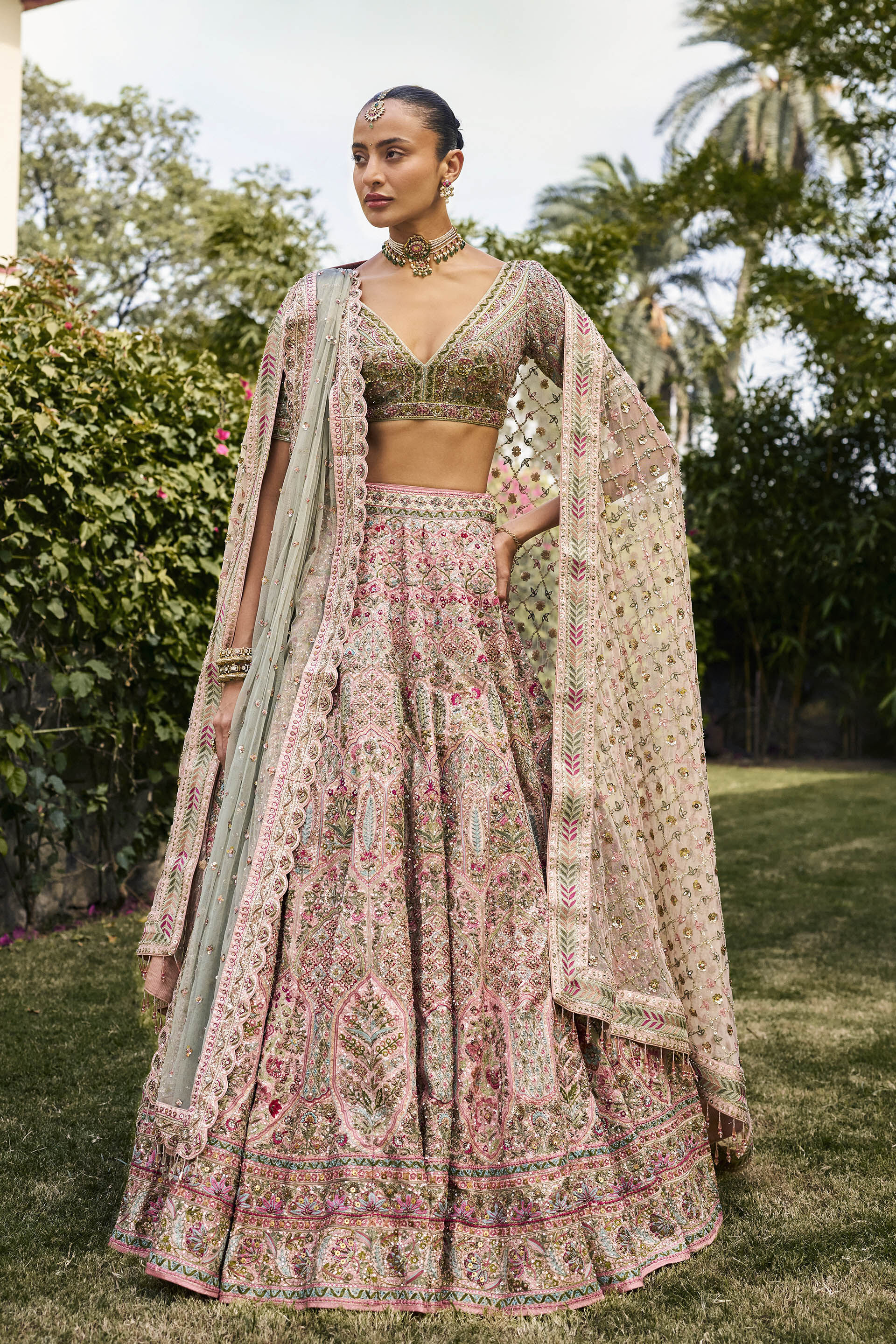 Afterglow Gota Patti Silk Lehenga Set - Blush, Blush, image 1
