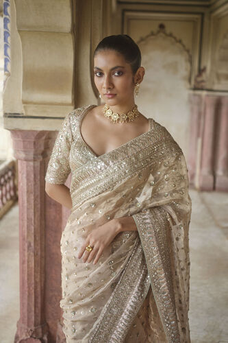 Ishama Handwoven Benarasi Silk Saree - Gold, Gold, image 5