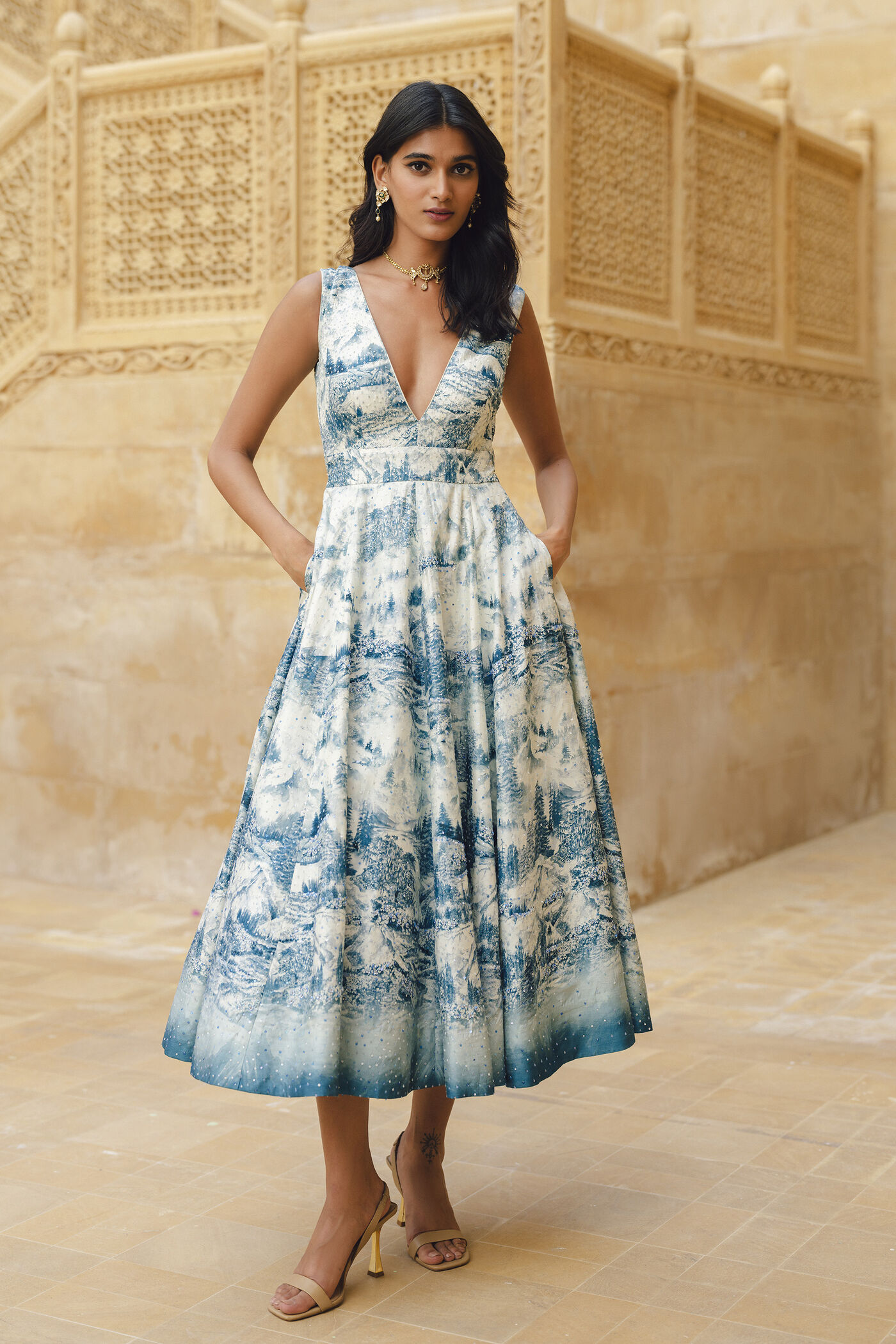 Shahma Sequin Silk Dress - Powder Blue Shahma Sequin Silk Dress - Powder Blue