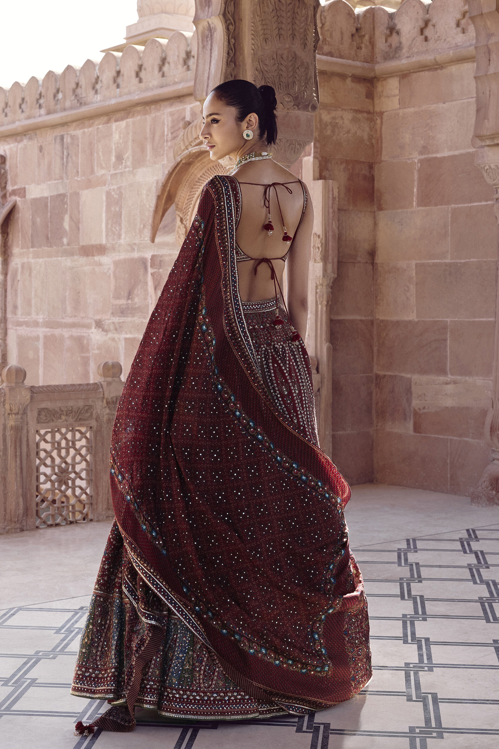 Amalaka Silk Lehenga Set - Deep Red