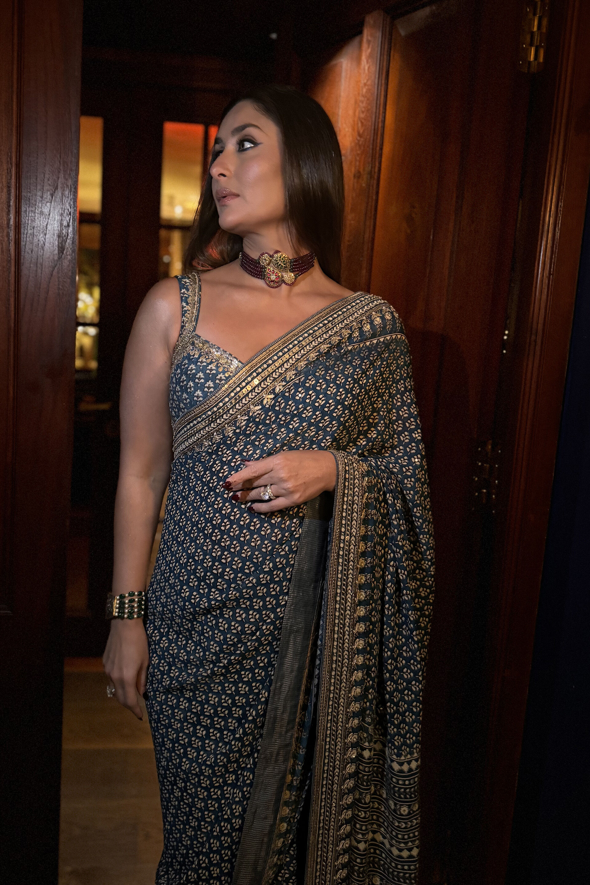 Arvia Printed Georgette Saree - Blue, , image 2