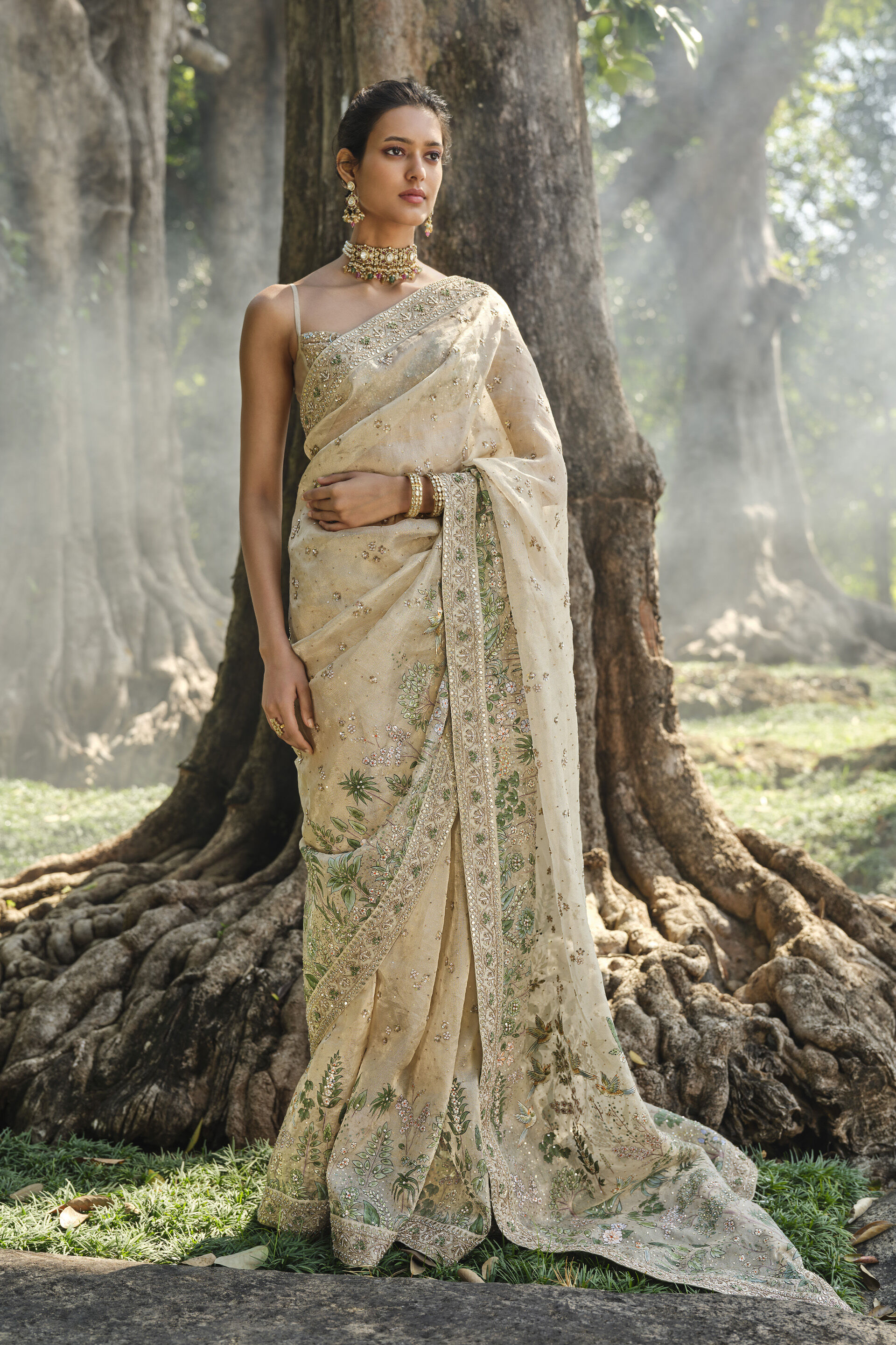 Niamh Hand-painted Pichhwai Silk Saree - Gold