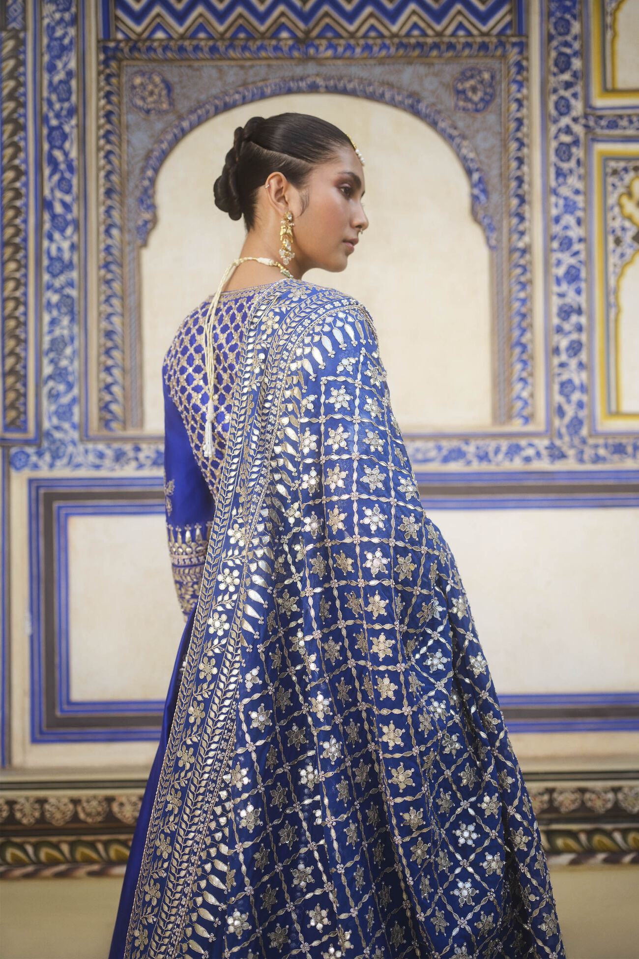 Ambar Gota Patti Silk Lehenga Set - Blue, Blue, image 2