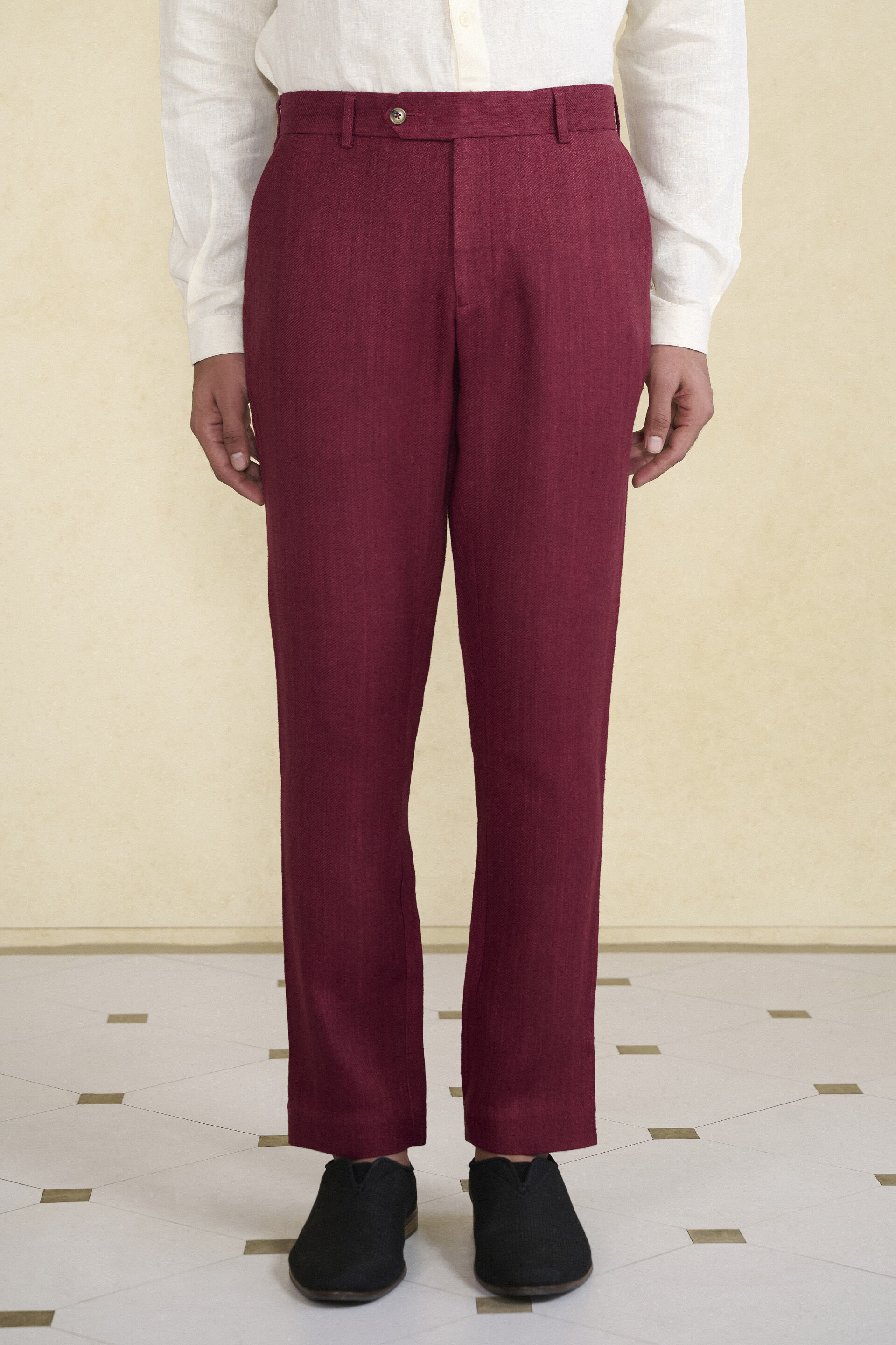 Maroon Silk Trousers, Maroon, image 3